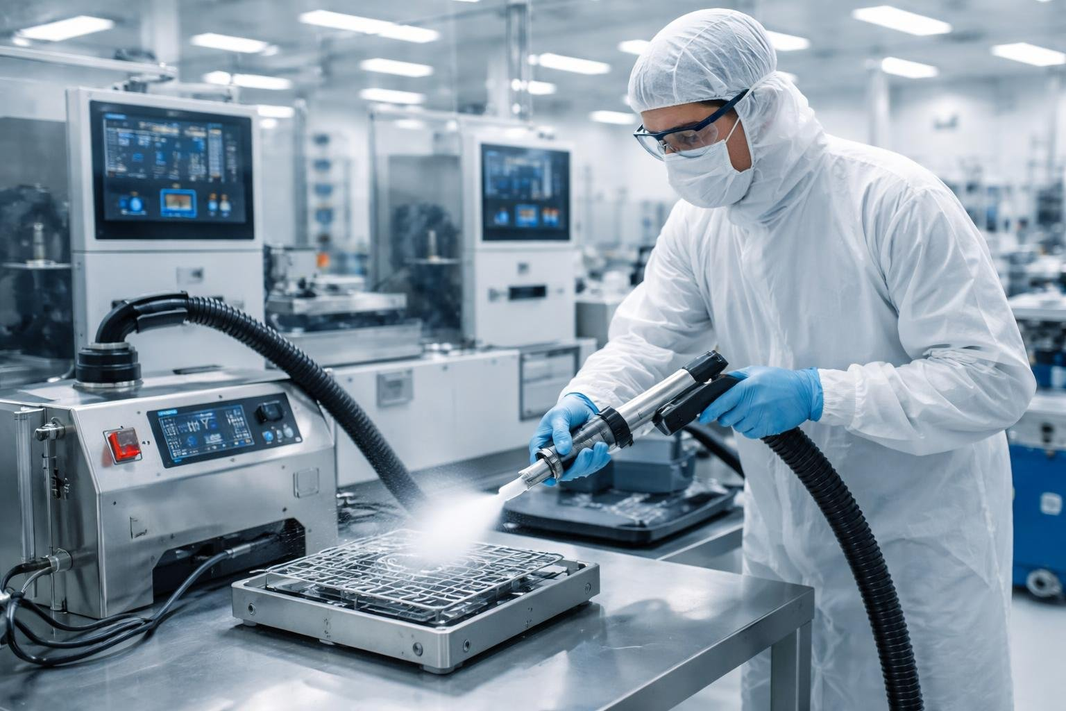 Satellite and Semiconductor Tooling Dry Ice for Clean Rooms